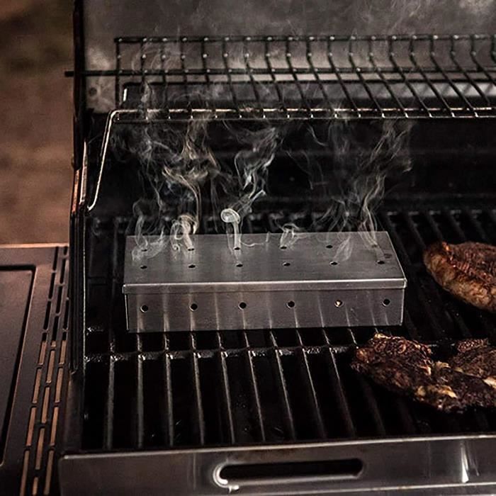 Boîte à Fumoir Barbecue Inox Robuste CKB LTD - Accessoire Universel Pour Gaz Et Charbon De Bois