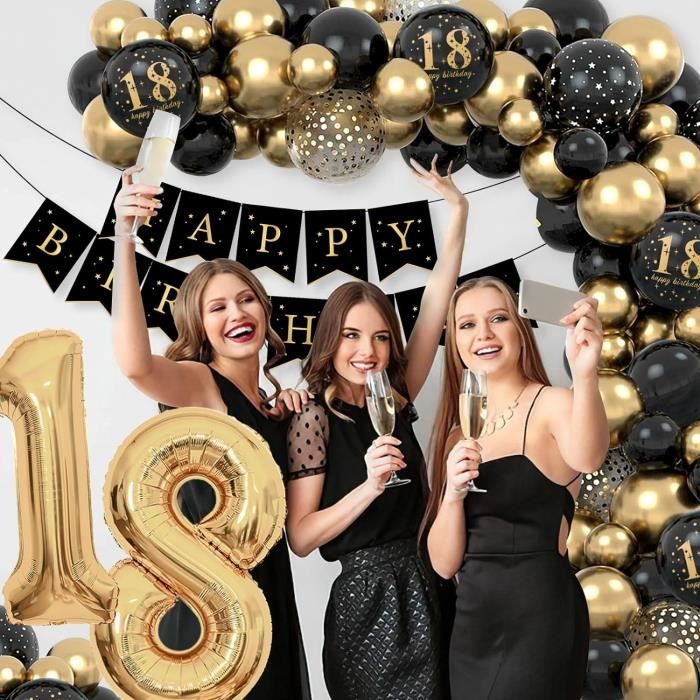 Deco Anniversaire 18 Ans Noir ,18 Ans Décorations Anniversaire Argent