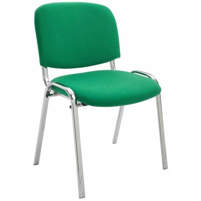 Lot De 4 Chaises Visiteur Empilables CLP Ken - Tissu Gris Et Métal Chromé - Neuves