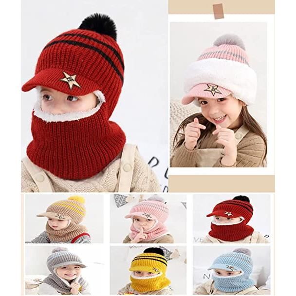 2 pièces Enfant en Bas âge bébé Tricot Bonnet Chapeaux écharpe Cache-Cou  Hiver Chaud Bonnet de Ski (Blanc) : : Mode