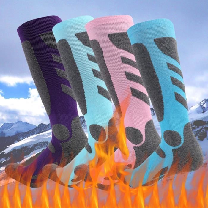 Chaussette de ski Chauffantes en coton épais Femme Violet — free download