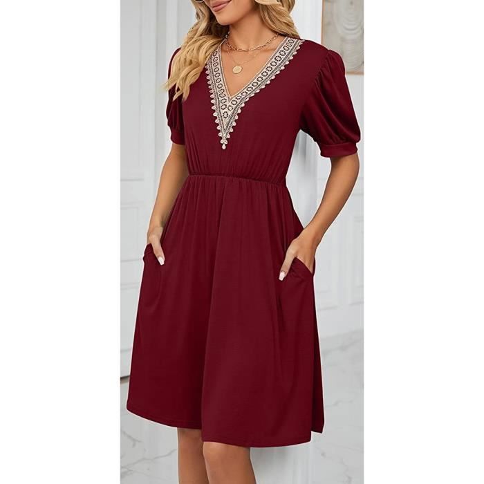 Robe Longue Femme à Manches Longues - Taille Élastique - Matière Douce - Avec Poches - Style Décontracté