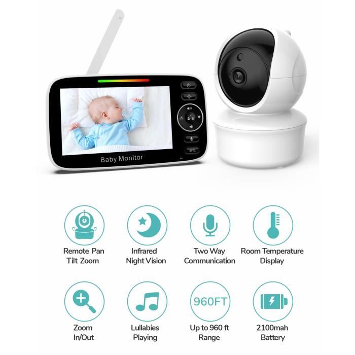 LIONELO Babyline Smart - Babyphone HD - 85° - Caméra Bebe WiFi - Audio  Bidirectionnel - Vision nocturne - Contrôle température - USB