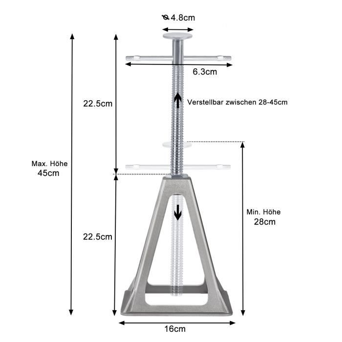4 Chandelles D'essieu 3 Tonnes - Support Réglable Pour Cric Voiture 285-430mm