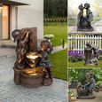 Fafeicy Statue Enfant Jardin Résine Fontaine Bain d'eau Entrain de S'embrasser Boire Décorations Extérieur-2
