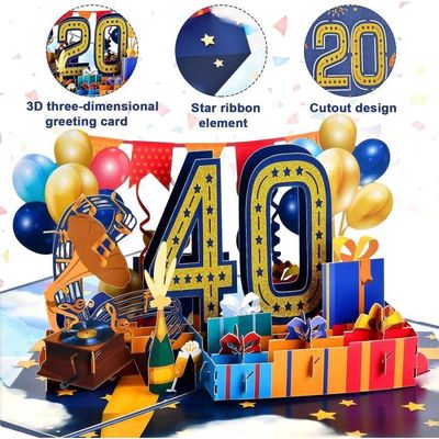 FRUHLING Carte Anniversaire 40 ans Carte de Vœux d'anniversaire Pop Up Carte  3D avec Enveloppe pour Homme : : Fournitures de bureau