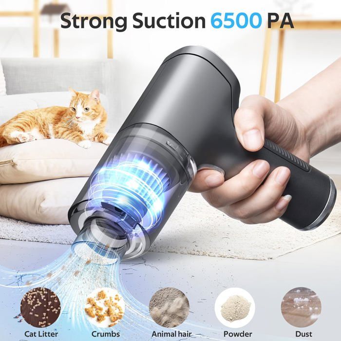 Aspirateur Voiture Sans Fil 16000Pa - Moteur Brushless, Batterie 6000mAh USB-C - 5 Accessoires Pour Voiture, Maison, Poils D'animaux - 9