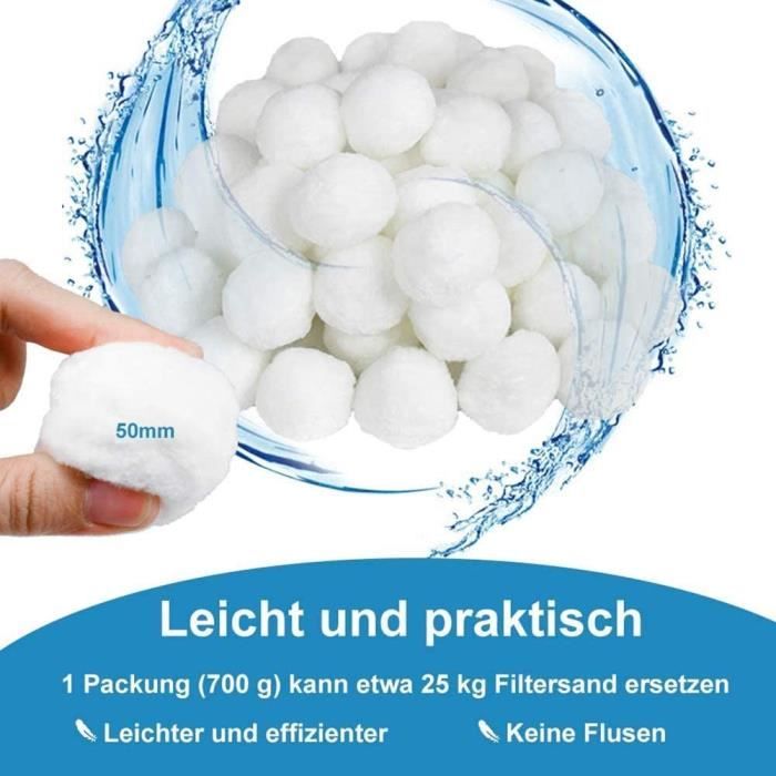 Balles Filtrantes Piscine 500g - Remplacent 18kg De Sable - Réutilisables - Pour Filtres à Sable - Polyester