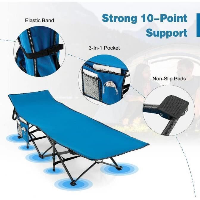 Lit De Camping MOPHOTO – Pliant, épais, Max 272 Kg – Neuf