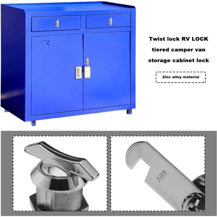 Sourcing Map Serrure à Came 20mm Cylindre Longueur 48mm X 2mm Came Cabinet Serrures Armoire Clé Différente