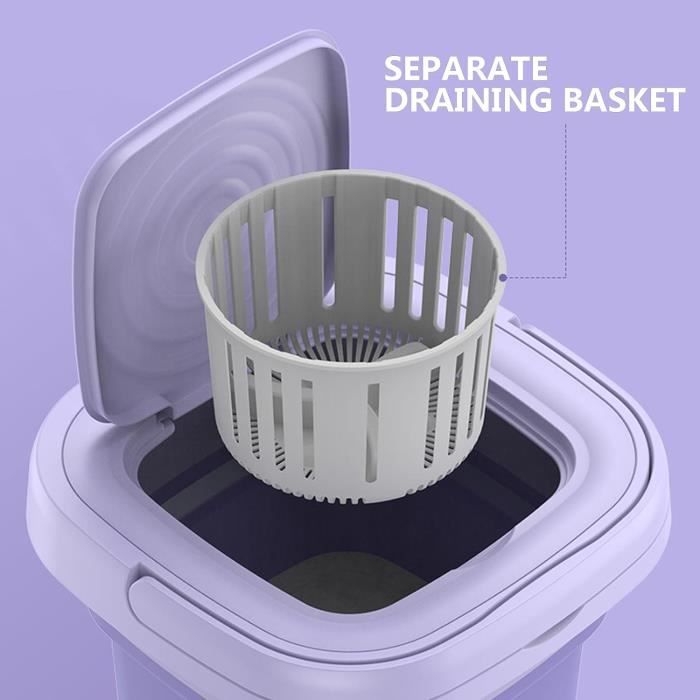 Mini machine à laver portable, petite rondelle à cuve simple, avec panier  de vidange et réseau de filtration, tambour de lavage électrique, capacité