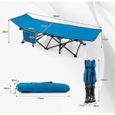 Lit de Camping Pliant GYMAX - Charge 160KG - Pochette 3-en-1 - Sac de Transport - 190X70X54CM - Bleu-3