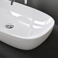 Sogood® Lavabo Vasque à Poser Blanc Lave Mains Ovale en Céramique Revêtement NANO Easy Clean Brüssel104 70x37x13,5 cm-3