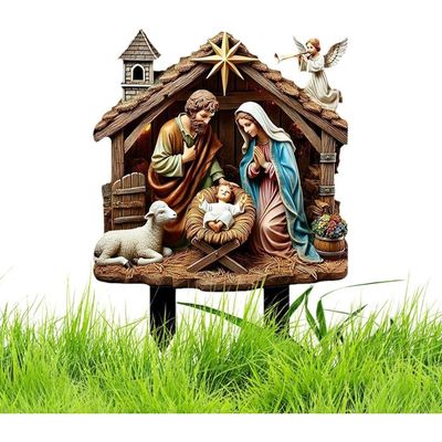 Piquets De Jardin Décoratifs Thème Crèche De Noël – Acrylique Imperméable 30x20 Cm, Pour Décoration Extérieure Et Allée
