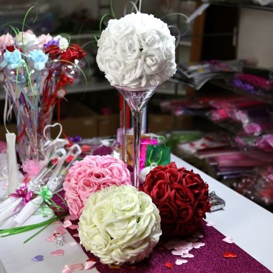 Boule De Fleur Decoration Table De Mariage Bl20 Blanc Achat Vente Deco De Fete Murale Cdiscount