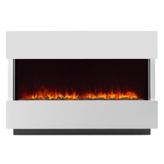 Chauffage Ventilateur pour 40 m² minuterie hebdomadaire Blanc cheminée électrique Flammes LED 750 et 1500 W télécommande KLARSTEIN Studio 1 matériau MDF 