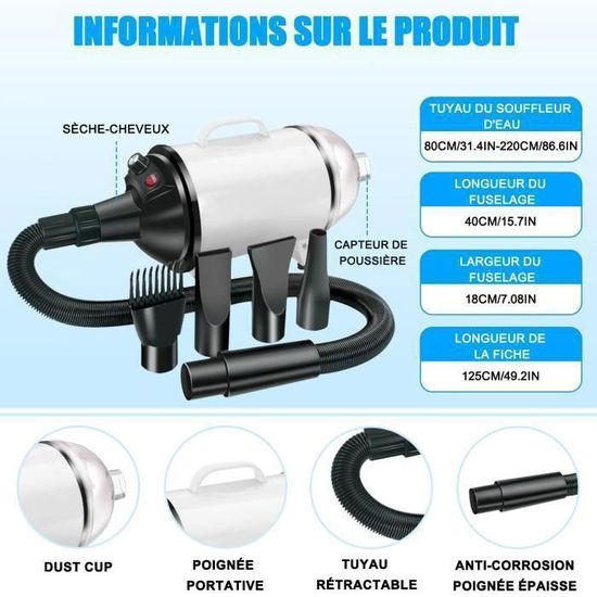 Séchoir Pour Animaux Silencieux 800W - Température Réglable 22-45°C, Capacité 62L, Livré Avec Accessoires