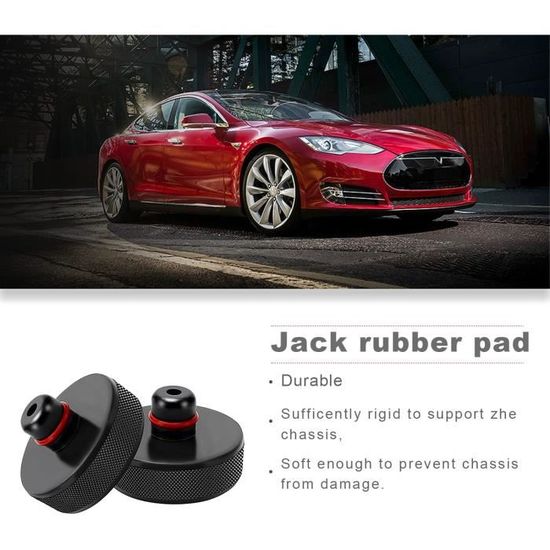 ASZSK 4 Pièces de cric en Caoutchouc pour Tesla Model 3/Model Y/Model S/Model X, accessoiresvéhicules Tesla avec boîte de Rangement ,Jack Pad cric Voiture (Noir), Protège la Batterie et Le châssis