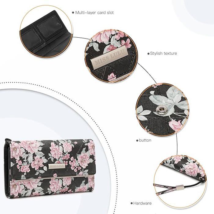 Pochette Portefeuille Pour Femme - Sac à Main Avec Imprimé, 18.5x10x1.5 Cm, Neuf Avec étiquettes