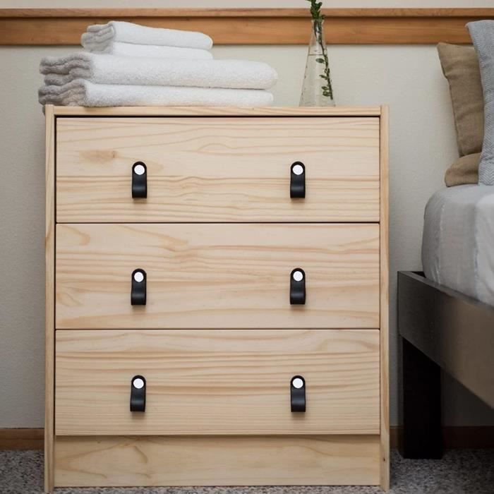 Poignée Meuble Poignées En Cuir Pour Meubles, Lot De 6 Poignées De Meubles En Cuir Bouton Meuble