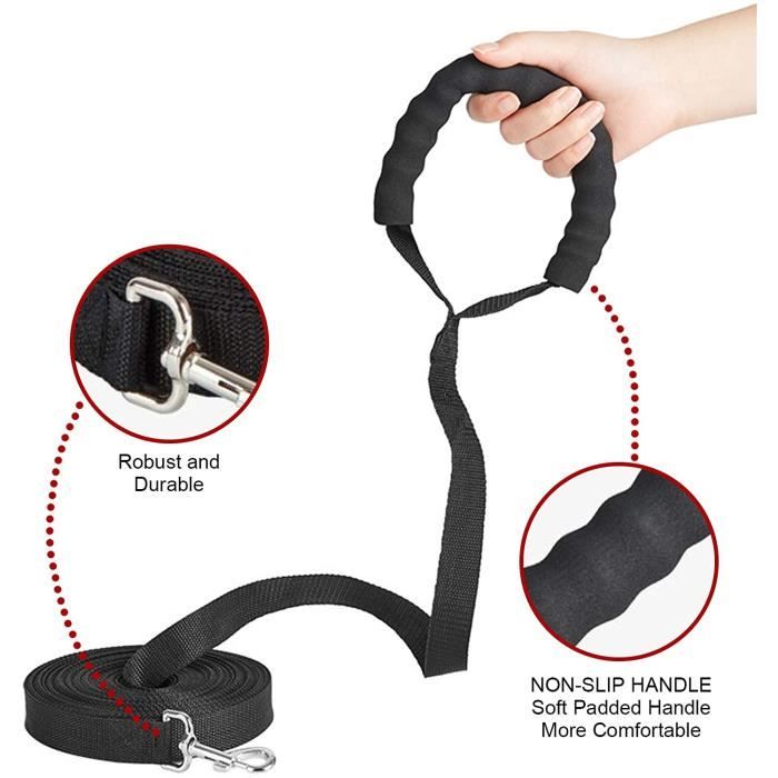 Laisse De Dressage 15 M Pour Chien - Nylon Réfléchissant, Poignée Souple, Pour Toutes Tailles De Chiens