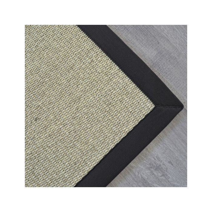 Tapis Sisal Decoweb Quintana - 250x350 Cm - Ganse Coton Noire - Confort 6 Mm - Fabriqué En France