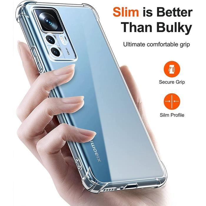 Coque gel transparente pour Xiaomi 12T PRO et 2 protections écran verre