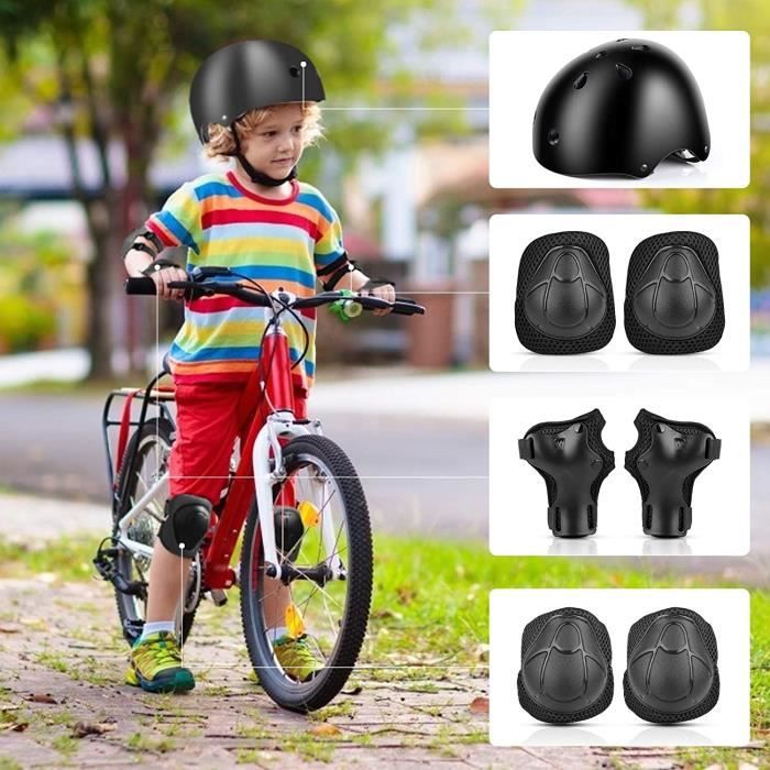 Enfant Vélo Kit de Protection Roller Casque Ajustable Coudières Genouillère  Protège-Poignets Ensemble de Protection(Noir) - Cdiscount Sport