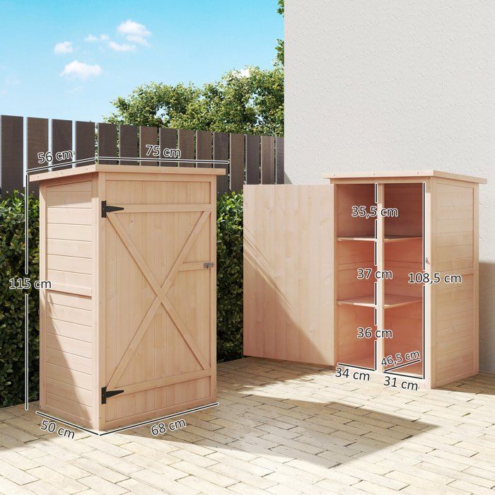 Outsunny Armoire abri de Jardin Remise pour Outils Sapin préhuilé Toit