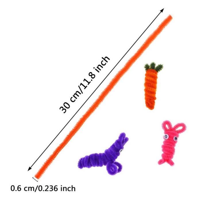 Lot De 100 Cure-pipes Chenille Orange Fluo GIWRMU - Pour Loisirs Créatifs Et Projets Manuels