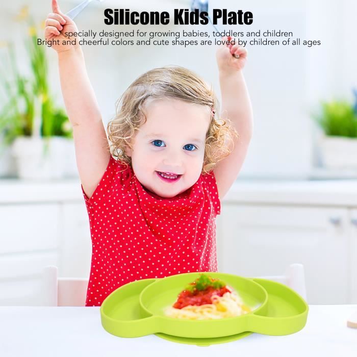 VGEBY Assiette pour enfants Assiettes divisées pour enfants Safe Silicone  Pliable Empêcher les tout-petits de glisser Assiettes - Cdiscount Maison