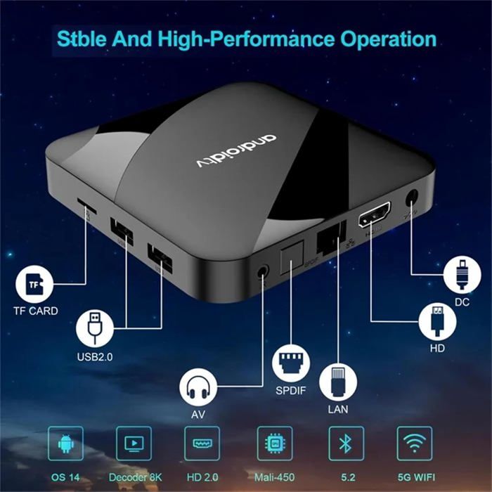 TUREWELL Q Plus Android 10.0 TV Box 4Go RAM 64Go ROM H616 - 6K Ultra HD 3D WiFi Ethernet