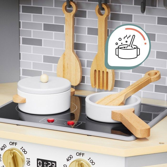 Cuisine Enfant Mamabrum En Bois Avec Lave-Linge, Lave-Vaisselle Et Tableau Craie