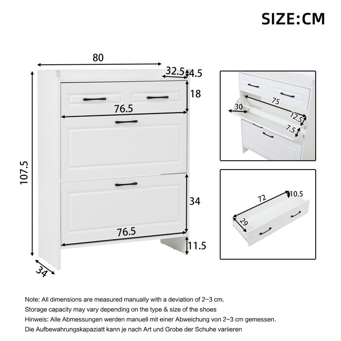 MEUBLE A CHAUSSURES - Armoire à chaussures sonoma gris 60x35x105 cm