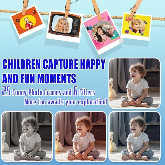 Appareil photo enfant GENERIQUE LINFE Appareil photo numérique pour enfants 1080P 44MP, zoom 16x, écran 2,4 pouces, mini caméra compacte, stabilisation d'image, selfie, format de Appareil photo enfant GENERIQUE LINFE Appareil photo numérique pour enfants 1080P 44MP, zoom 16x, écran 2,4 pouces, mini caméra compacte, stabilisation d'image, selfie, format de