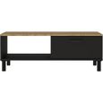 Ensemble Meuble TV+Table basse OXFORD - Style industriel - Mélaminé chêne noir - Table Basse: L110xP55xH40 - Meuble Tv: L159xP40xH49-1