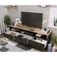 Ensemble Meuble TV+Table basse OXFORD - Style industriel - Mélaminé chêne noir - Table Basse: L110xP55xH40 - Meuble Tv: L159xP40xH49-2