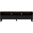 Ensemble Meuble TV+Table basse OXFORD - Style industriel - Mélaminé chêne noir - Table Basse: L110xP55xH40 - Meuble Tv: L159xP40xH49-3