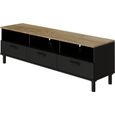 Ensemble Meuble TV+Table basse OXFORD - Style industriel - Mélaminé chêne noir - Table Basse: L110xP55xH40 - Meuble Tv: L159xP40xH49-8
