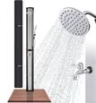 AREBOS Douche solaire 60 L | avec douchette & thermomètre | Température de l'eau jusqu'à 60°C Douche piscine | Noir-Argent-0