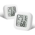 Thermomètre Hygromètre Intérieur Mini 2 pièces LCD Digital Maison Mural Blanc-0