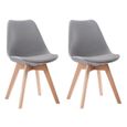 Lot de 2 chaises scandinaves NORA grises avec coussin-0