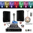 PACK SONO  DJ Ampli 480w + 2 Enceintes 300w + Micro + Mixage Dj21 + câble PC + Jeu de lumière magnifique-0