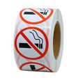 500x Interdiction de Fumer Autocollants d'avertissement Étiquettes Adhésif pour Porte Fenêtre 2,5cm Hellery-0