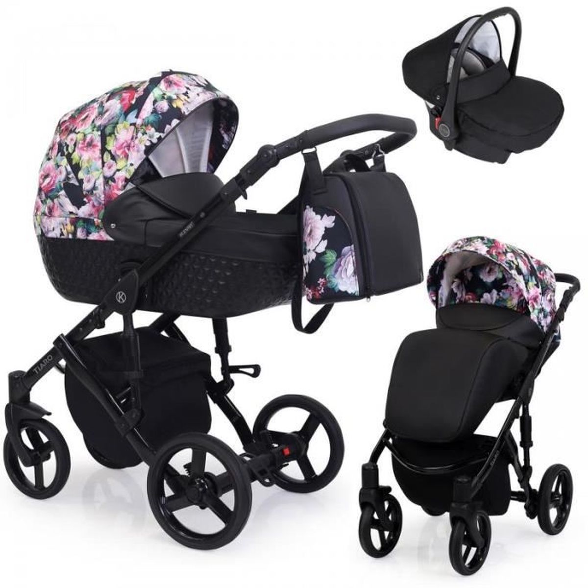 Solenzo - Poussette originale combinée 3 en 1 avec siège auto et nacelle  landau (fleurs) - Achat / Vente poussette 0691046413550 - Soldes sur  Cdiscount dès le 20 janvier ! Cdiscount