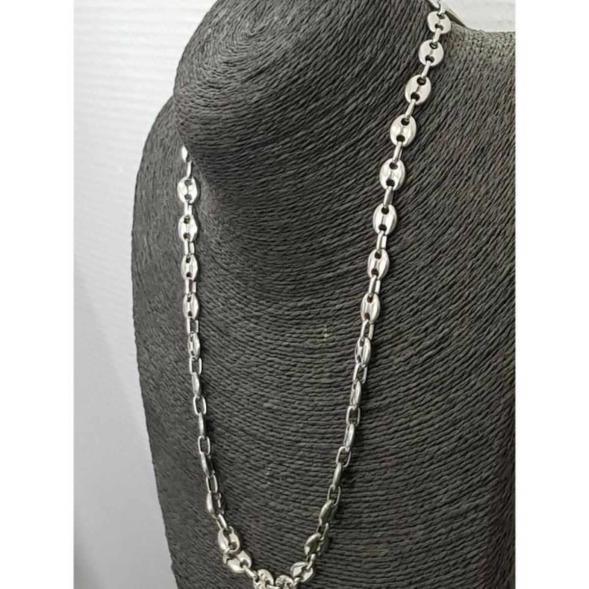 Collier HOMME CHAINE Maille GRAIN de Café 6,5mm ACIER Inoxydable