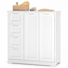 Meuble Bas Salle de Bain - Bealife - Rangement Moderne - 2 Portes - 4 Tiroirs - Étagères Réglables - Blanc - 81x30x83cm