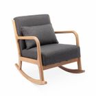 SWEEEK Fauteuil à bascule design en bois et tissu. 1 place. rocking chair scandinave. gris foncé