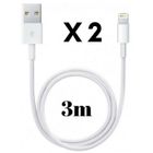 Câbles USB Lightning - PHONILLICO - Lot de 2 - 3 mètres - Compatible iPhone 11/11 PRO/X/XS/8/7/6/5 - Blanc