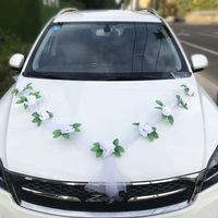Décoration de voiture tête fleur mariage mise en page de voiture de mariage simulation créative bienvenue fleur équipe Blanc